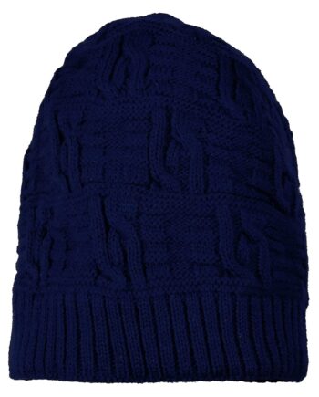 Men's and Women's Skull Slouchy Winter Woollen Knitted Black Inside Fur Beanie Cap (Black, Free Size)