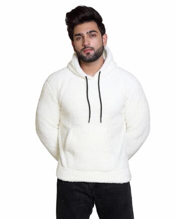 Men Regular Fit Sherpa Full Sleeves Winter wear Hooded Sweatshirt