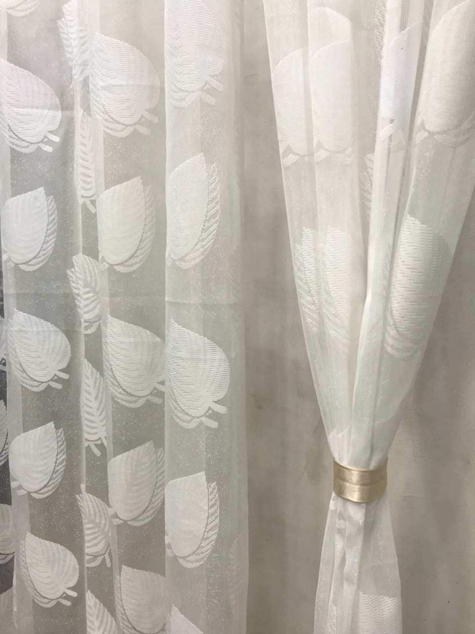 Crystal Sheer Polyester Net Transparent Leaf Long Door Curtains (White, 9ft) SELLERS STORE Crystal Sheer Polyester Net Transparent Leaf Long Door Curtains (White, 9ft)
