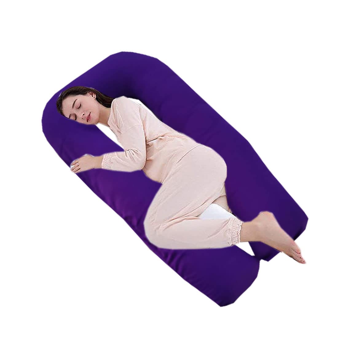 Polyester Fibre Purple Pregnancy Pillow with Cover Pack of 1 SELLERS STORE Polyester Fibre Purple Pregnancy Pillow with Cover Pack of 1
