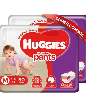 Huggies Wonder Pants, Medium (M) Size Baby Diaper Pants Combo Pack of 2- 100 count
