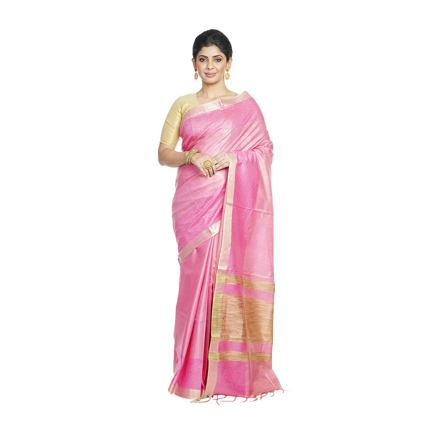 Bhagalpuri Handloom Women's Katya Katan Silk Saree (Pink) SELLERS STORE Bhagalpuri Handloom Women's Katya Katan Silk Saree (Pink)