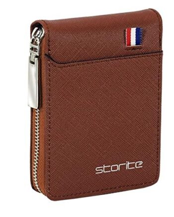 PU Leather 9 Slot Vertical Credit Debit Card Holder Money Wallet Zipper