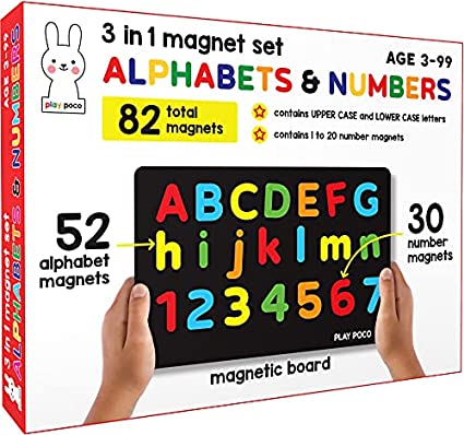 PLAY POCO 3 in 1 Magnet Set Alphabets and Numbers with 26 Capital Letter, 26 SELLERS STORE PLAY POCO 3 in 1 Magnet Set Alphabets and Numbers with 26 Capital Letter, 26