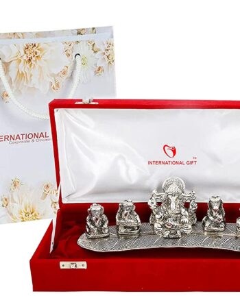 Silver Musical Ganesh God Idol Oxidized Finish With Luxury Velvet Box Pack And Beautiful Carry Bag