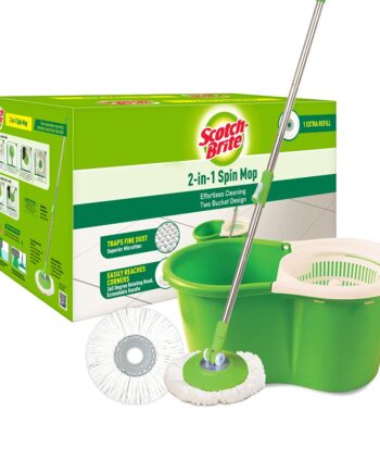 Scotch-Brite 2-in-1 Bucket Spin Mop (Green, 2 Refills), 4 Pcs