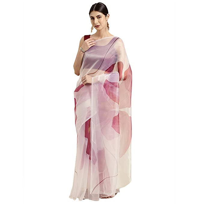 Crepe Blend Saree White SELLERS STORE Crepe Blend Saree White