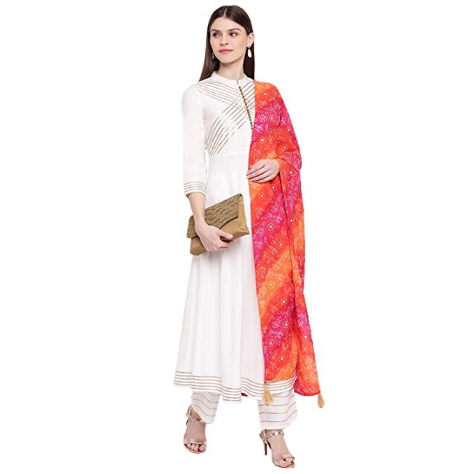 Palazzo With Dupatta Set White SELLERS STORE Palazzo With Dupatta Set White