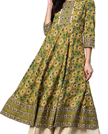 Women's Cotton Floral Printed Anarkali Kurta