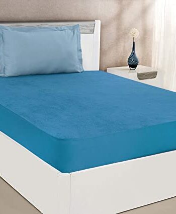 Water Resistant Premium Cotton Mattress Protector 78x72 inches  King Bed Size Blue