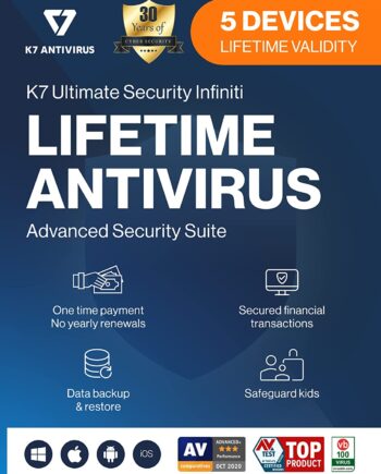 K7 Ultimate Security Infiniti Antivirus 2022| Lifetime Validity, 5 Devices