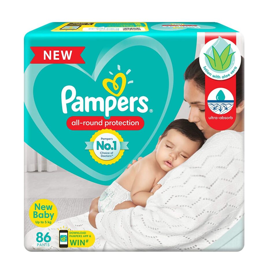 Pampers All round Protection Pants, New Born 86 Count Lotion with Aloe Vera