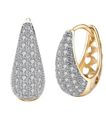 Crystals from Swarovski Classic Designer Gold Plated Stylish Hoop Earrings for Women and Girls