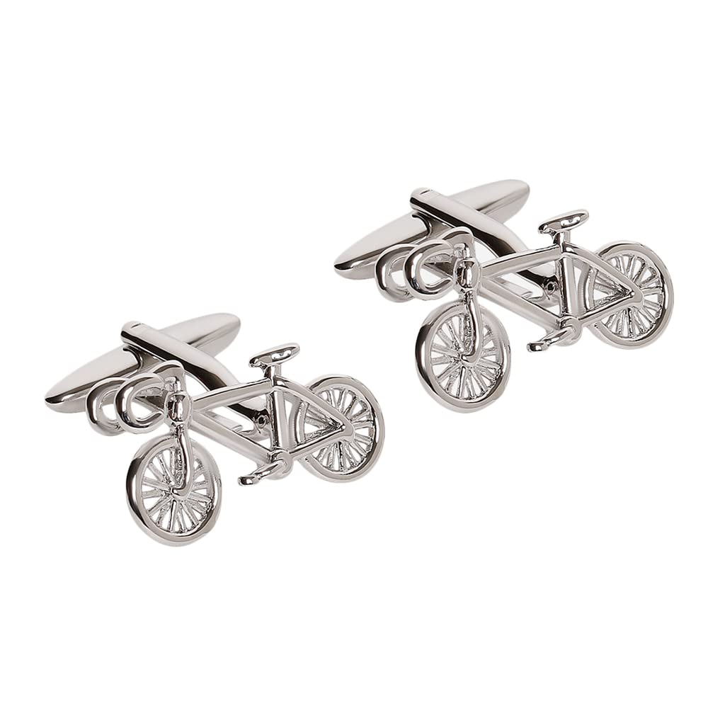 Silver Rhodium-Plated Bycycle Cufflinks SELLERS STORE Silver Rhodium-Plated Bycycle Cufflinks