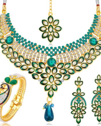 Attractive Gold Plated Necklace Kada Combo Set for Women