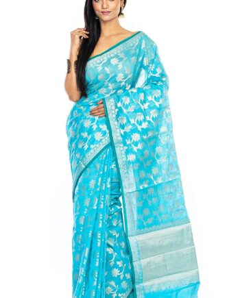 Women's Chanderi Silk Saree With Blouse Piece