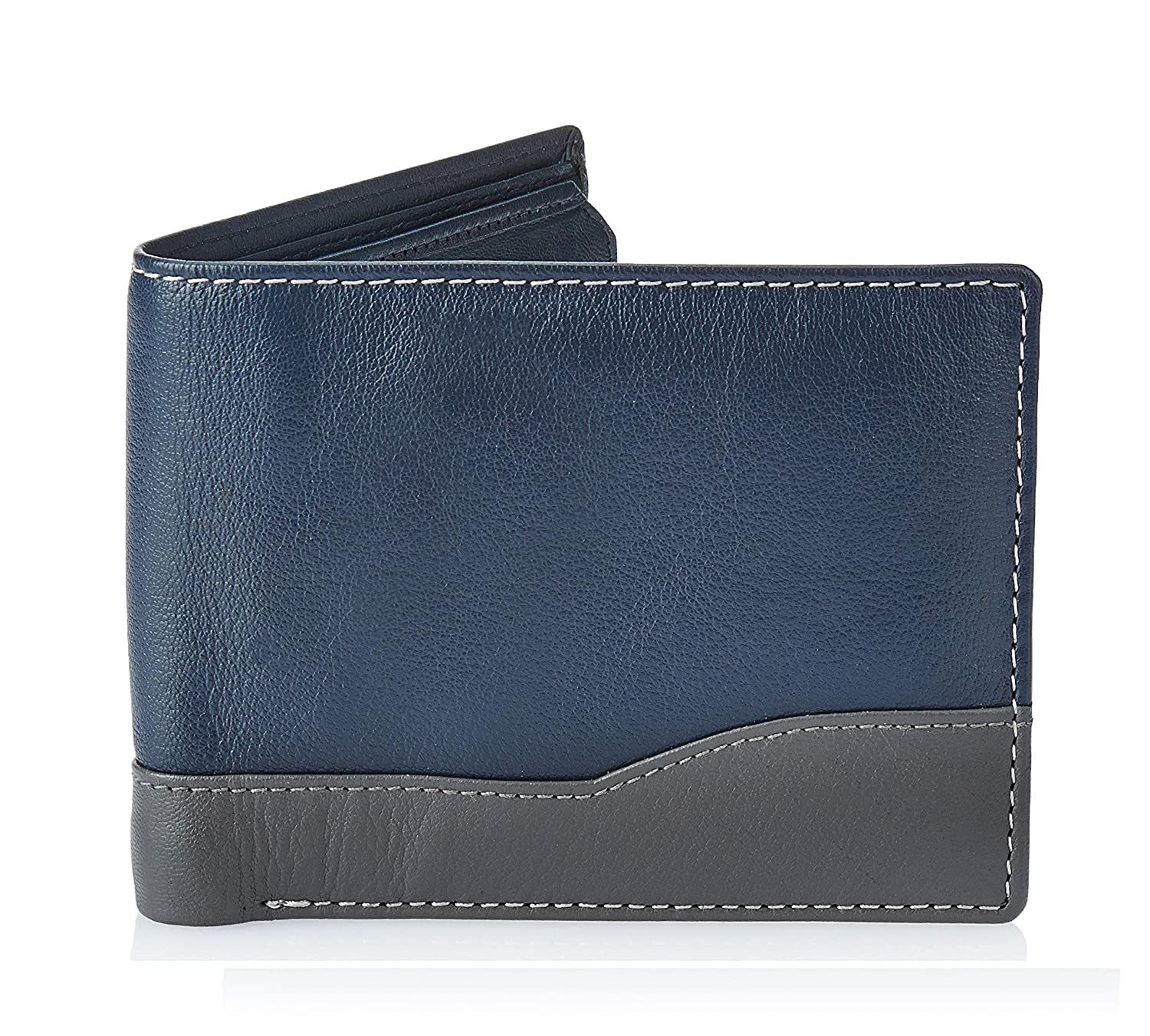 Men's Genuine Leather Wallet, RFID Blocking, Blue & Grey SELLERS STORE Men's Genuine Leather Wallet, RFID Blocking, Blue & Grey