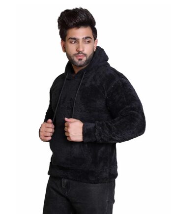 Men's Stylish Wool Hooded Neck Sweatshirt | Men Regular Fit Sherpa Full Sleeves Winter wear Hooded Sweatshirt for Men (XL)