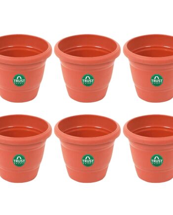 UV Treated Plastic Round Pot (18 Inches)-Terracotta Color- Set of 6