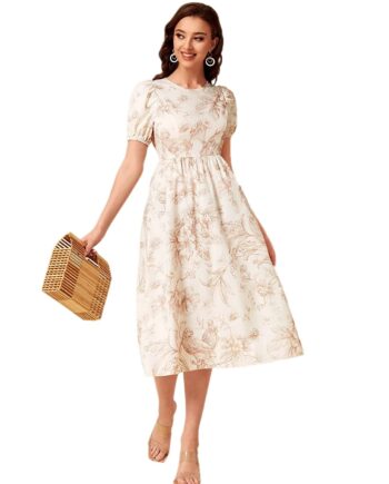 Women's White Color Round Neck Half Sleeve Lycra Dress