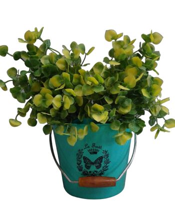 Butterfly Print Planter for Balcony, Indoor Outdoor Pot, Durable Metal (Single, Aqua), 1 Piece