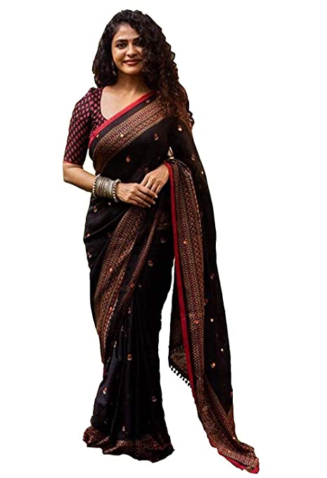 Women's Jute Silk Saree With blouse piece SELLERS STORE Women's Jute Silk Saree With blouse piece