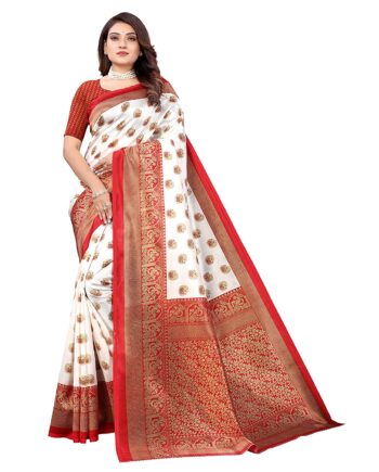 Women's Art Silk Printed Saree With Blouse Piece