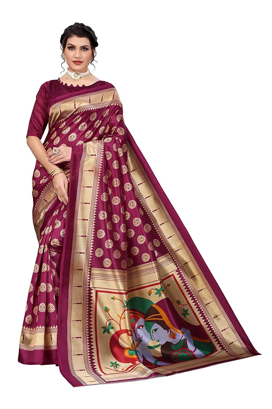 Printed Art Silk Saree With Blouse Piece