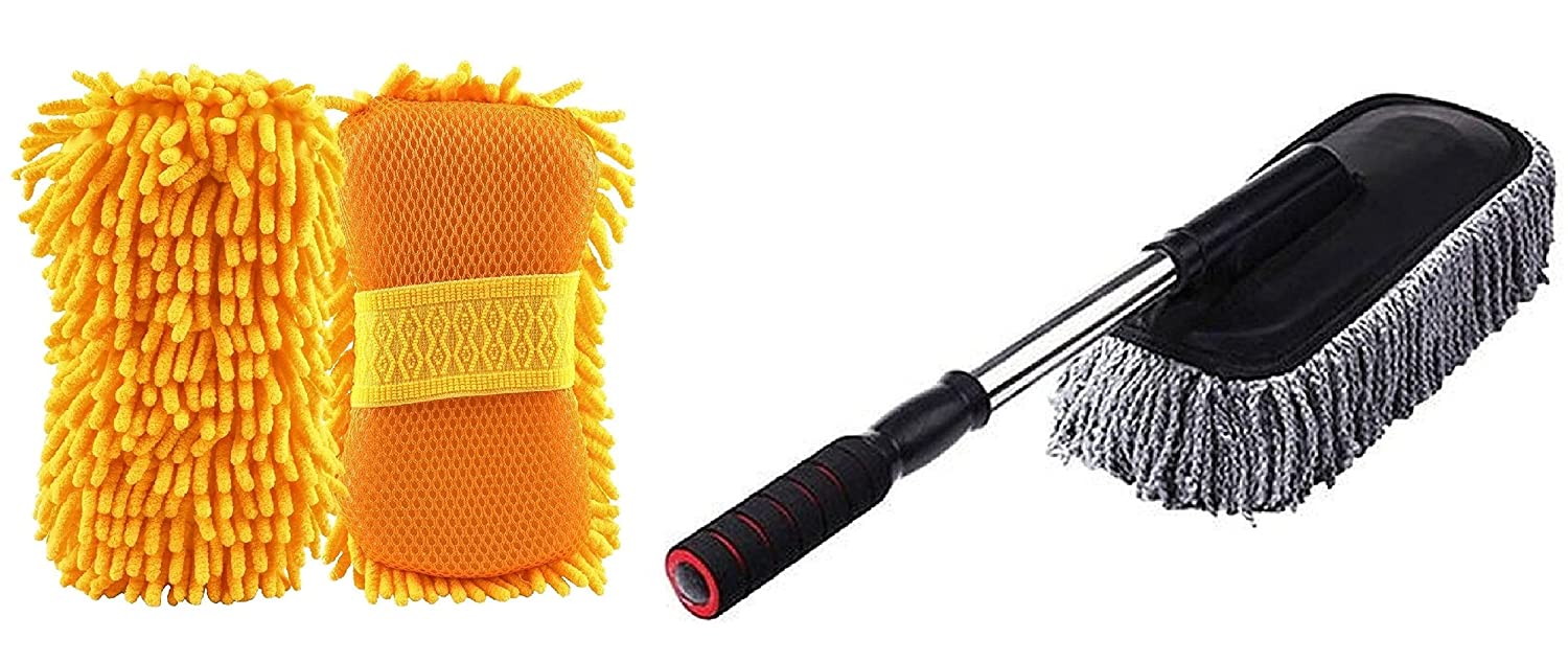 Microfiber Automotive Washing Sponge & Dust Remover Brush - 3 Pc Accessory SELLERS STORE Microfiber Automotive Washing Sponge & Dust Remover Brush - 3 Pc Accessory