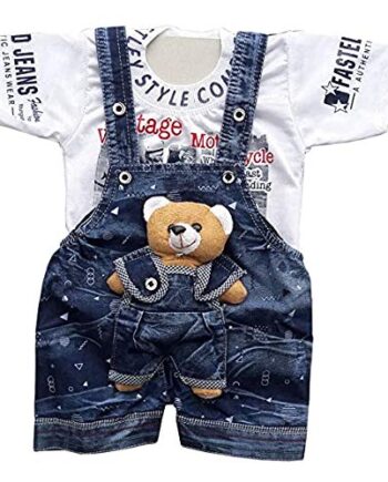Baby boy & Baby Girl Teddy Bear Dungaree Set with Tshirt 0-1 Year