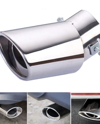 Universal Fit Car Exhaust Tail Muffler Tip Show Pipe 60mm, Curved Oval, Stainless Steel