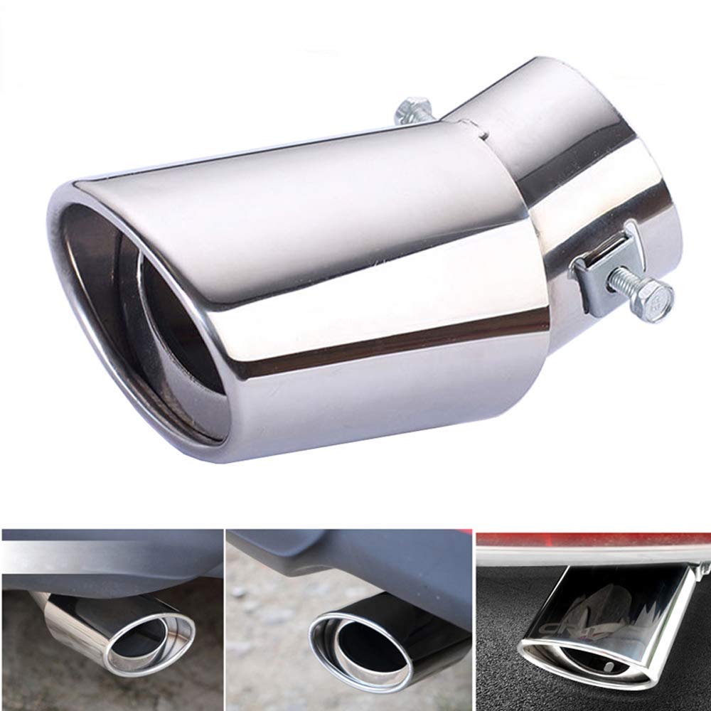 Universal Fit Car Exhaust Tail Muffler Tip Show Pipe 60mm, Curved Oval, Stainless Steel SELLERS STORE Universal Fit Car Exhaust Tail Muffler Tip Show Pipe 60mm, Curved Oval, Stainless Steel