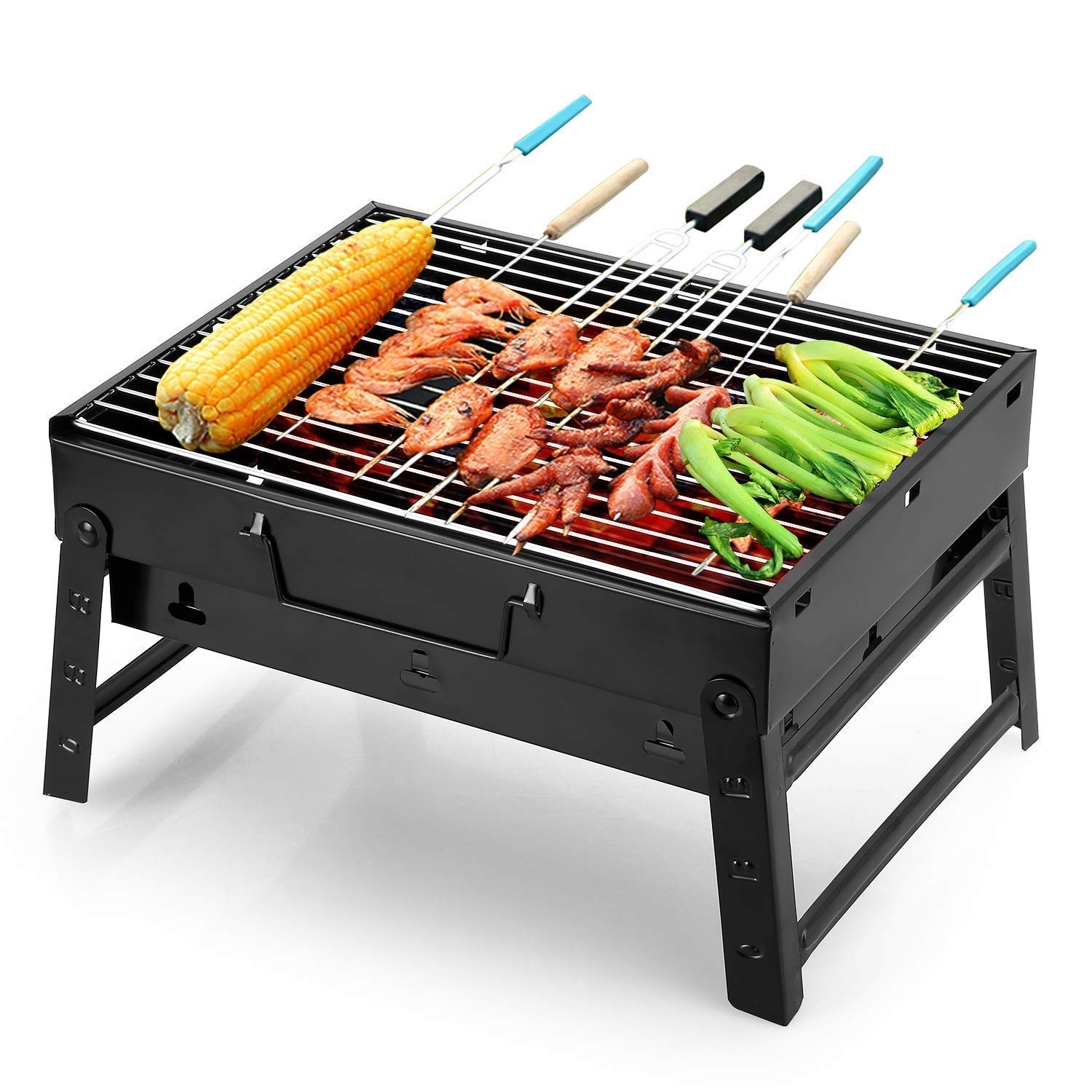 Metal Folding Portable Outdoor Charcoal BBQ Grill, Charcoal Set for Home and Outdoor Oven Black Carbon Steel, Black SELLERS STORE Metal Folding Portable Outdoor Charcoal BBQ Grill, Charcoal Set for Home and Outdoor Oven Black Carbon Steel, Black