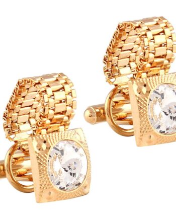 Miami Crystal Gold Diamond Cuff Links for Mens Cufflinks Set for Men with Gift Box