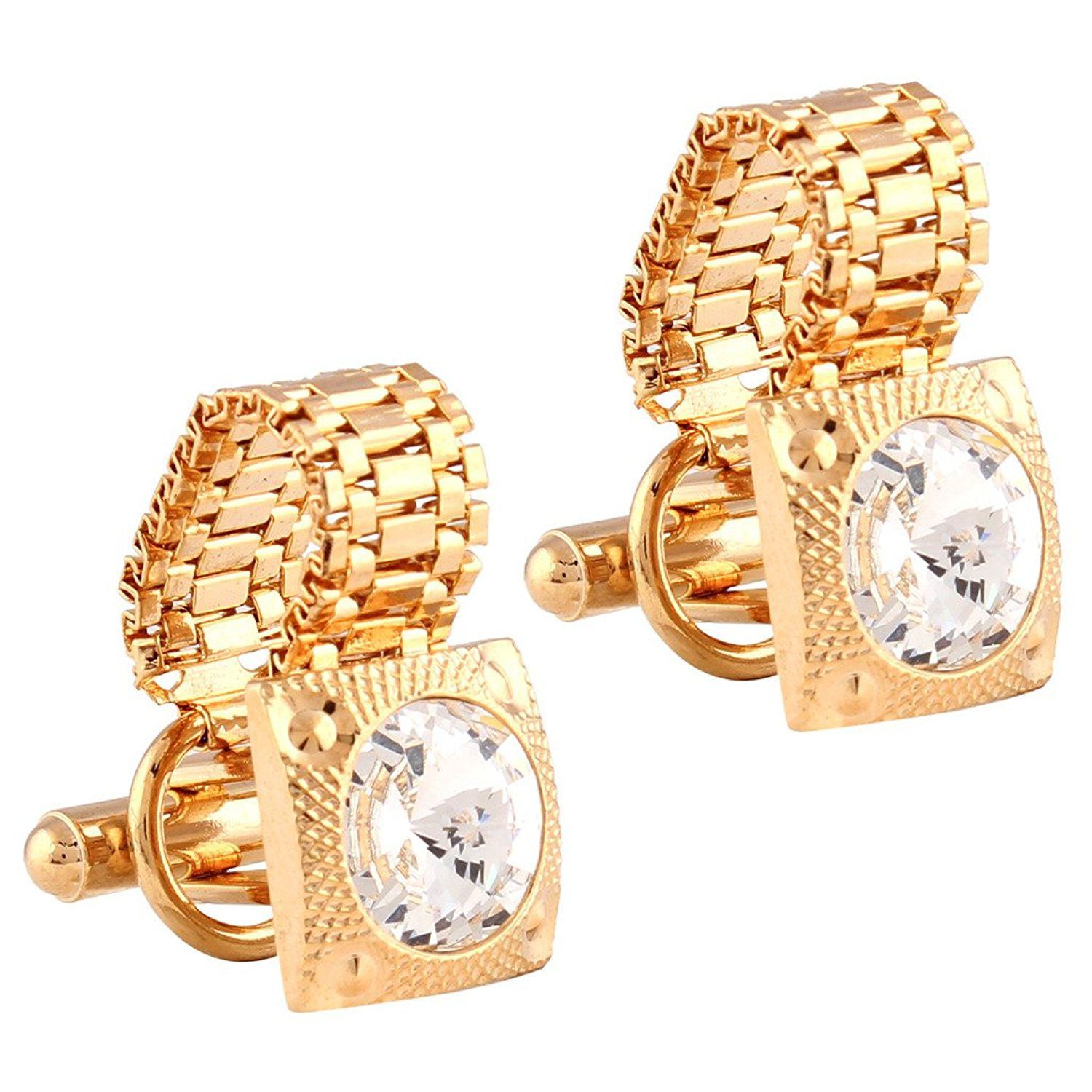 Miami Crystal Gold Diamond Cuff Links for Mens Cufflinks Set for Men with Gift Box SELLERS STORE Miami Crystal Gold Diamond Cuff Links for Mens Cufflinks Set for Men with Gift Box