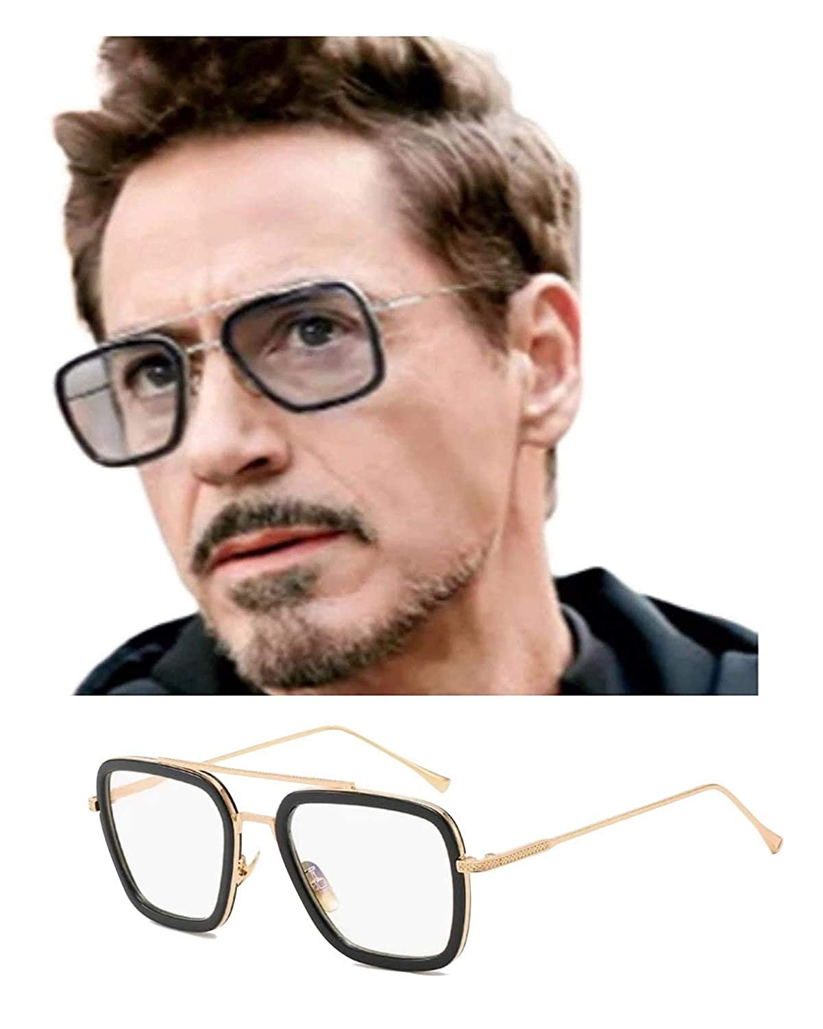 Eyewear Blueray Block UV Protected Computer Glasses In Black Aviator Frame for Men and Women, Golden Clear, Medium SELLERS STORE Eyewear Blueray Block UV Protected Computer Glasses In Black Aviator Frame for Men and Women, Golden Clear, Medium