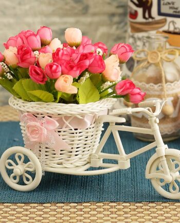 Cycle Shape Flower Vase with Peonies Bunches