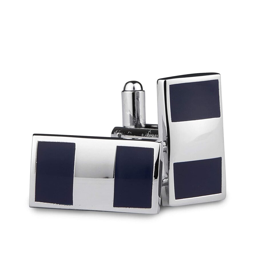 Blue Cut Silver Coloured Cufflinks