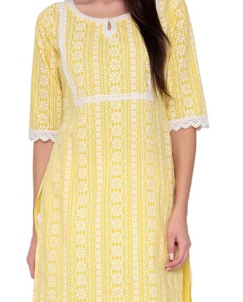Women's Cotton Printed Straight Kurti