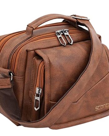 Leather Sling Cross Body Flap Travel One Side Shoulder Bag for Men Women
