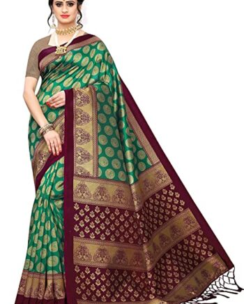 Designer Women's Rama Color Khadi Silk Saree