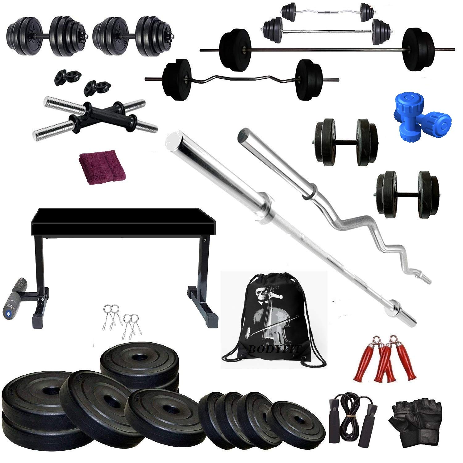 Home Gym Set Combo Kit, Gym Equipment, (20-100 Kg) SELLERS STORE Home Gym Set Combo Kit, Gym Equipment, (20-100 Kg)