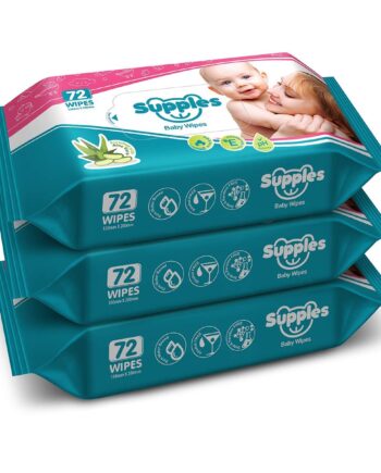 Supples Baby Wet Wipes with Aloe Vera and Vitamin E - 72 Wipes/Pack, (Pack of 3)