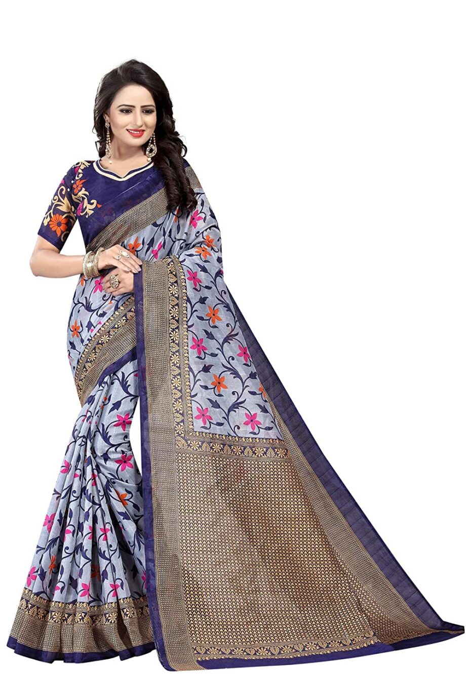 Women's Art Silk Printed Saree With Blouse Piece