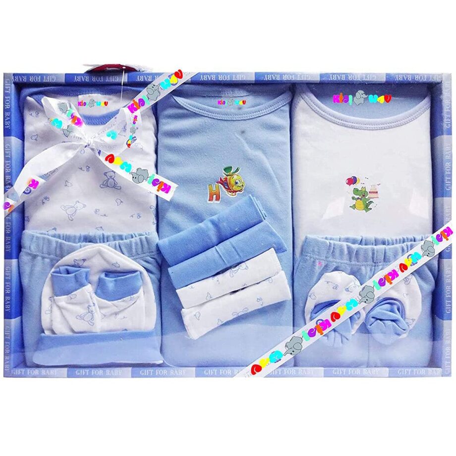 Baby Gift Set for New Born Unisex- 13 Pieces (Blue)