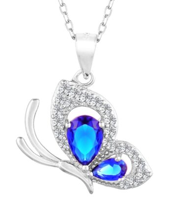 925 sterling silver sapphire butterfly aesthetic necklace pendent chain with 925 hallmark