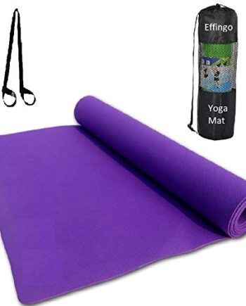 Yoga Mat with Carry Strap for Comfort / Anti-Skid Surface Mat for Aasans, Fitness and Exercise (Purple) (4MM)