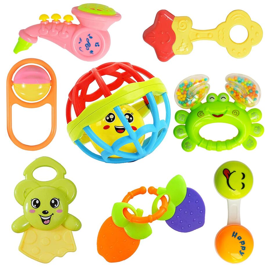 Set of 7 Shake & Grab Rattle and 1 Soothing Teether