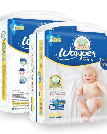 Wowper Fresh Baby Diapers Pants | Wetness Indicator | Upto 10 Hrs Absorption (Small, 136)