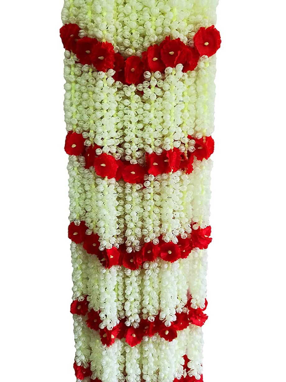 Artificial Flower Toran Garlands Mogra Jasmine Door Wall Hanging (4 Piece, Natural Mogra) ,Artificial Flora